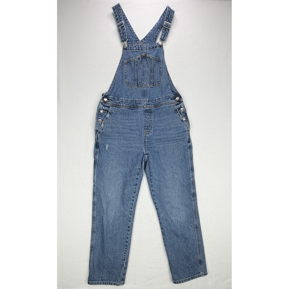 Old Navy Womens Blue Denim Carpenter Overalls Straight Leg Size 6